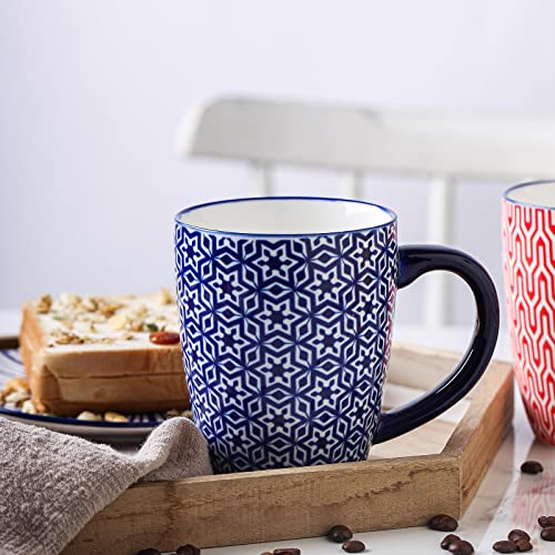Vintage Blue Porcelain Coffee Mugs Set of 6