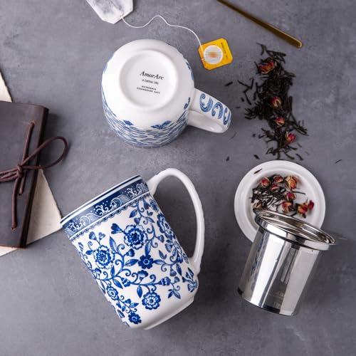 AmorArc 18 Oz Porcelain Tea Mug with Infuser