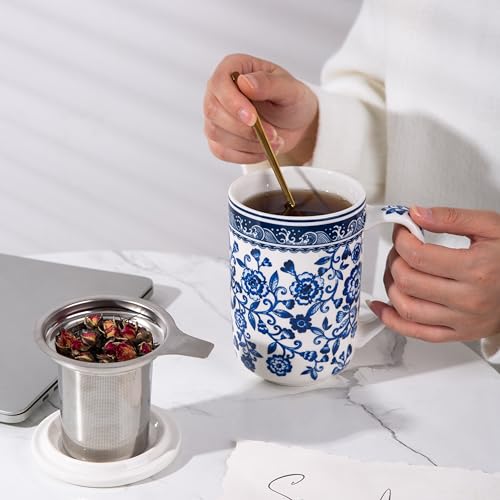 AmorArc 18 Oz Porcelain Tea Mug with Infuser