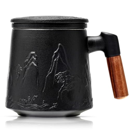 Gradient Ceramic Tea Mug with Infuser and Lid