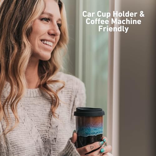 Black Ceramic Travel Mug with Blue Glaze