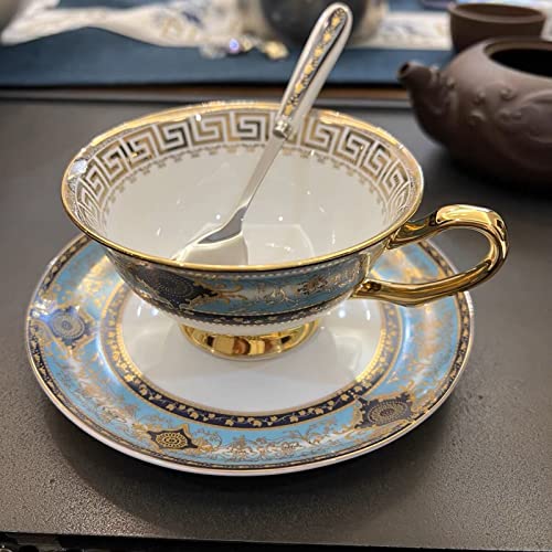 Sky Blue Bone China Tea Cup & Saucer Set
