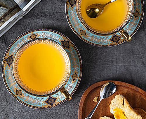 Sky Blue Bone China Tea Cup & Saucer Set