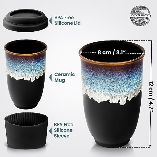 Black Ceramic Travel Mug with Blue Glaze