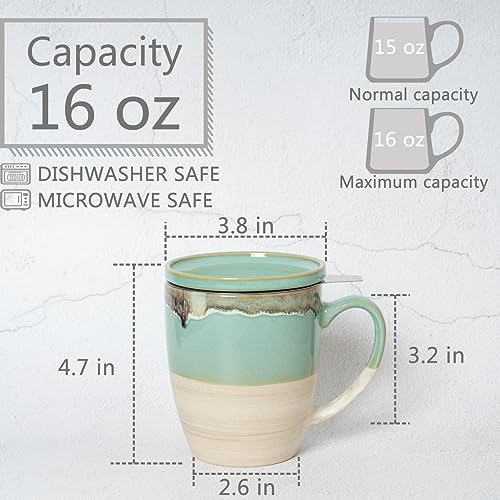 Bosmarlin Infuser Ceramic Tea Cup, 16 Oz