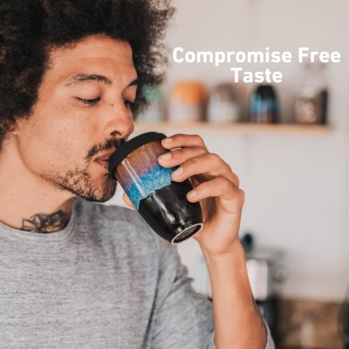 Black Ceramic Travel Mug with Blue Glaze