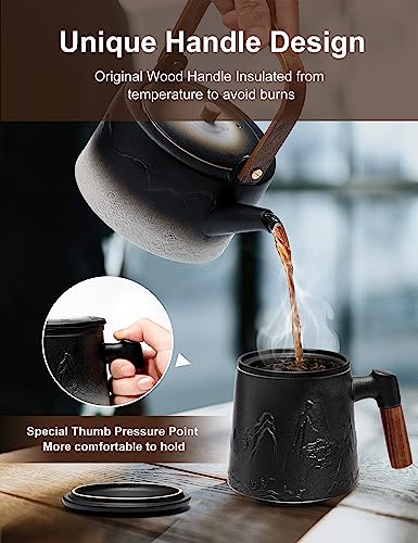 Gradient Ceramic Tea Mug with Infuser and Lid