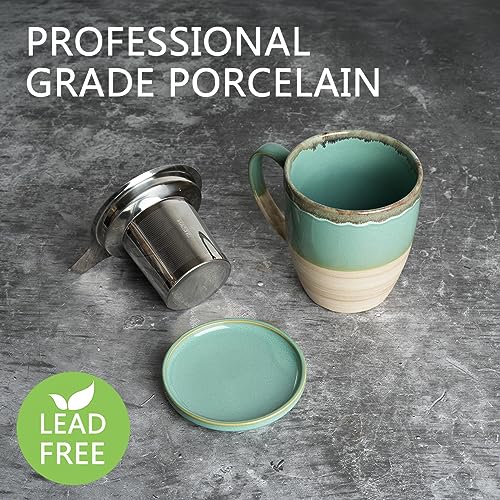 Bosmarlin Infuser Ceramic Tea Cup, 16 Oz