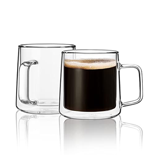 Double Wall Insulated Glass Coffee Mugs Set