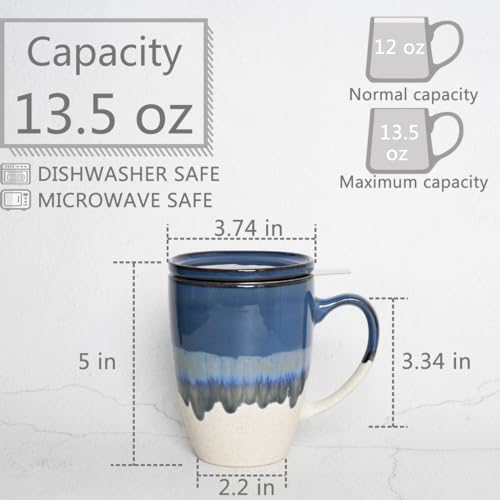 Bosmarlin Ceramic Infuser Tea Cup - Deep Blue