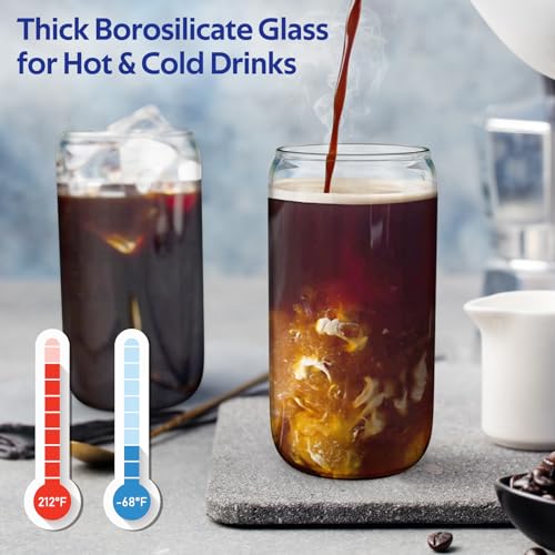 4-Piece Glass Tumbler Set with Lids and Straws