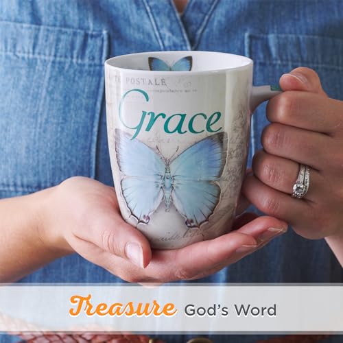 Botanic Blue Butterfly Inspirational Coffee Mug, 12 oz