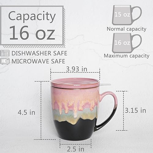 Bosmarlin 16 Oz Ceramic Tea Cup with Infuser