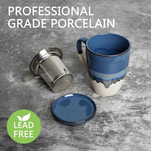 Bosmarlin Ceramic Infuser Tea Cup - Deep Blue