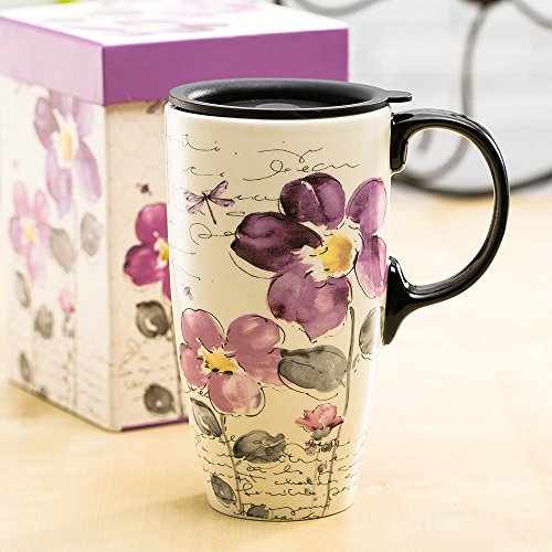 Tall Ceramic Travel Mug with Sealed Lid