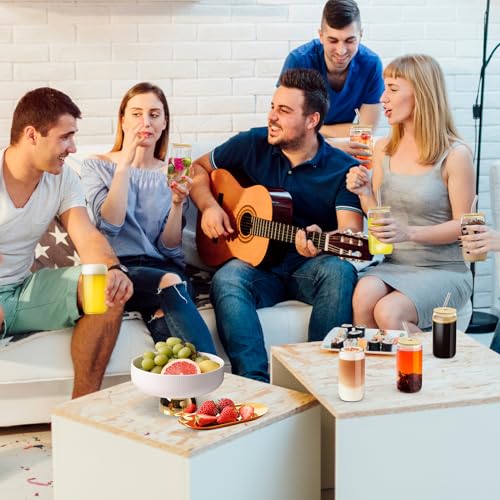 4-Piece Glass Tumbler Set with Lids and Straws