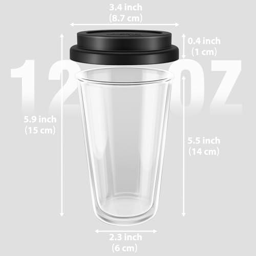 Double Walled Glass Mugs with Silicone Lids