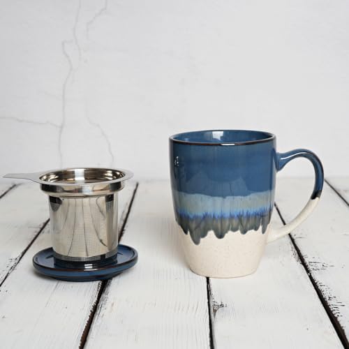 Bosmarlin Ceramic Infuser Tea Cup - Deep Blue