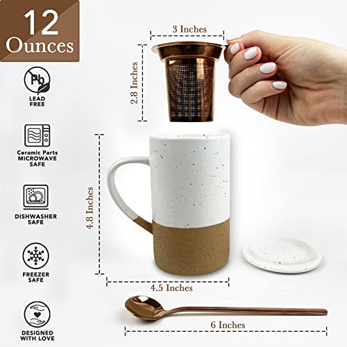 Mora 12oz Ceramic Tea Cup with Infuser