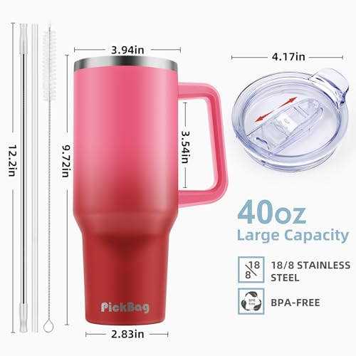 40 oz Insulated Tumbler with Handle & Straw