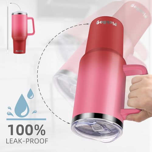 40 oz Insulated Tumbler with Handle & Straw