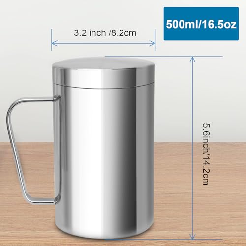 Stainless Steel Double Coffee Mug with Lid
