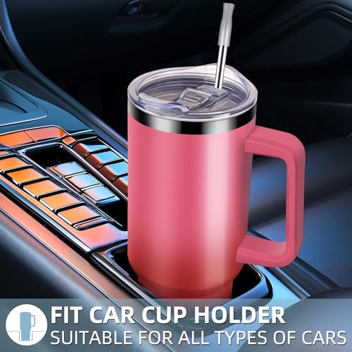 40 oz Insulated Tumbler with Handle & Straw