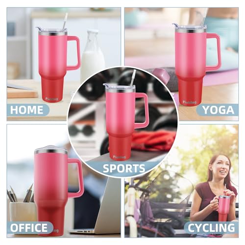 40 oz Insulated Tumbler with Handle & Straw