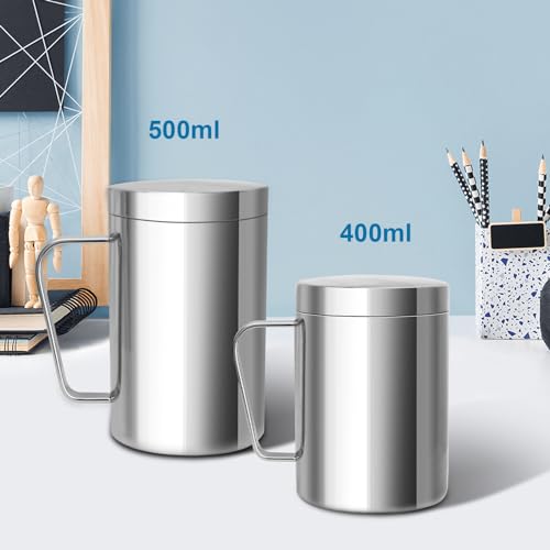 Stainless Steel Double Coffee Mug with Lid