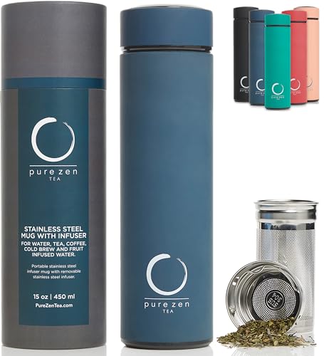 Zen Tea Infuser Thermos - Blue Stainless Steel