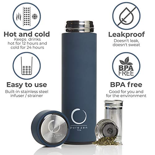 Zen Tea Infuser Thermos - Blue Stainless Steel