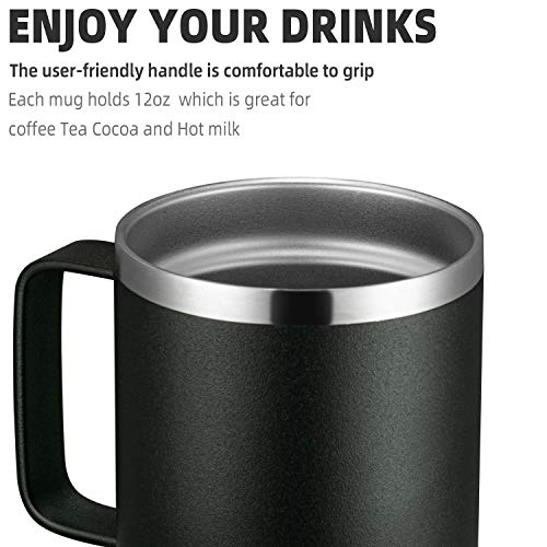 MEWAY 12oz Insulated Travel Mug with Handle