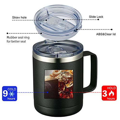 MEWAY 12oz Insulated Travel Mug with Handle