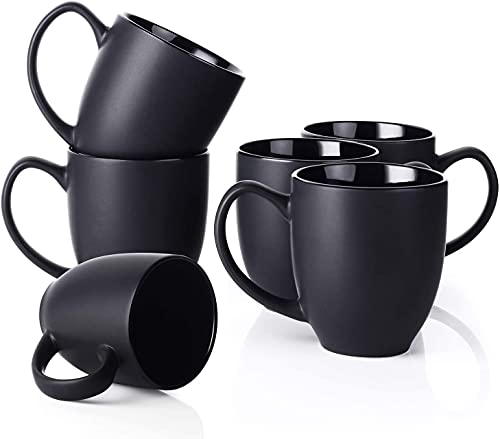 DOWAN Large Black Coffee Mug Set of 6