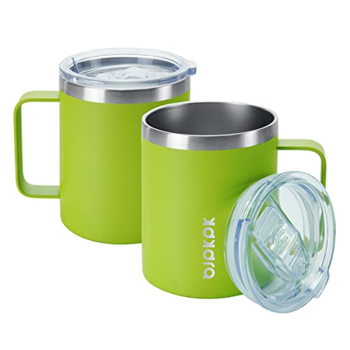 Set of 2 Insulated Green Coffee Mugs 414ml