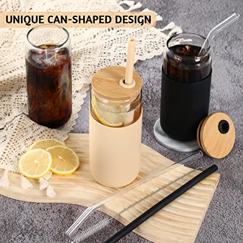 Bamboo Lid Glass Jars with Straws - Set