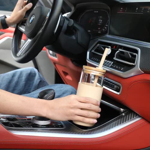 Bamboo Lid Glass Jars with Straws - Set