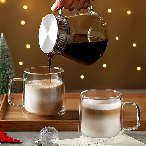 Double Wall Insulated Glass Coffee Mugs Set