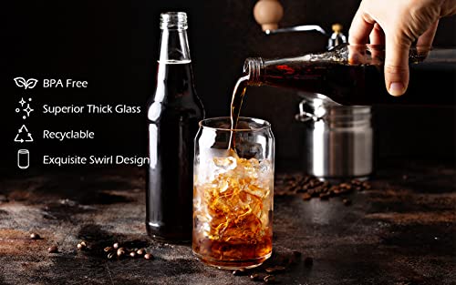 Can Shaped 16oz Drinking Glass with Lid & Straw