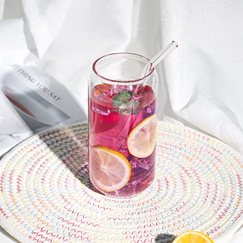 16oz Glass Cup with Bamboo Lid and Straw