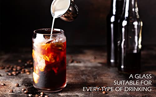 Can Shaped 16oz Drinking Glass with Lid & Straw