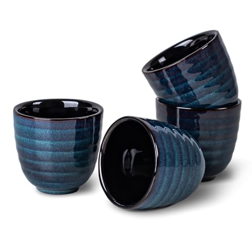 Japanese Ceramic Tea Cups Set of 4 - Blue
