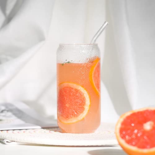 16oz Glass Cup with Bamboo Lid and Straw