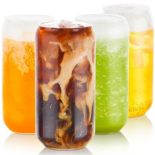 Can Shaped 16oz Drinking Glass with Lid & Straw