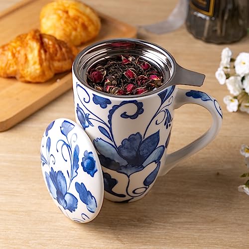 Large Ceramic Tea Mug with Infuser and Lid