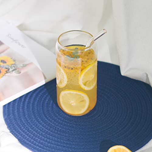 16oz Glass Cup with Bamboo Lid and Straw