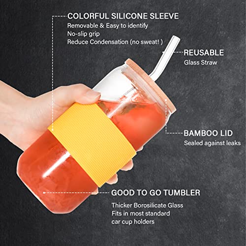 Can Shaped 16oz Drinking Glass with Lid & Straw