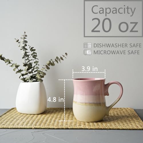 Bosmarlin 20 Oz Pink Ceramic Coffee Mug