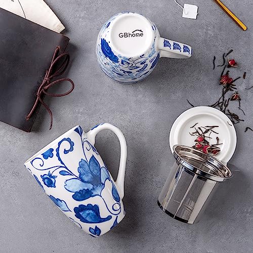 Large Ceramic Tea Mug with Infuser and Lid