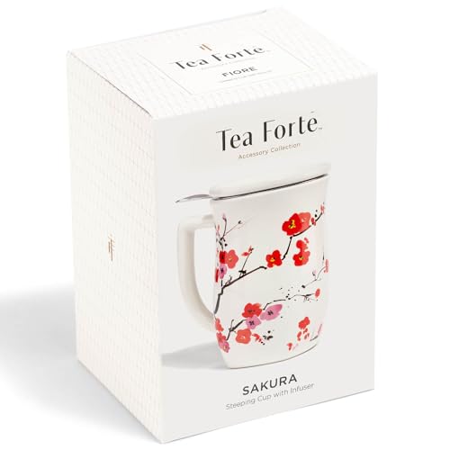Sakura Ceramic Tea Mug with Infuser 14 oz